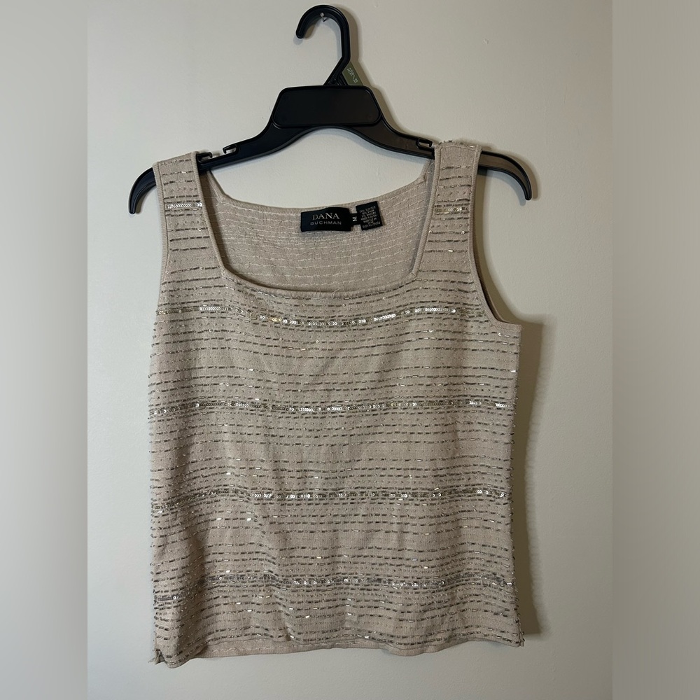 Dana Buchman Tan Sequin Tank Top